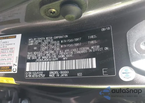 2019 Toyota 4Runner Trd Off Road из США, поврежденный, VIN JTEBU5JR0K5618699